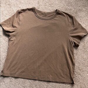 Lululemon Stone Boxy Cropped T Shirt.